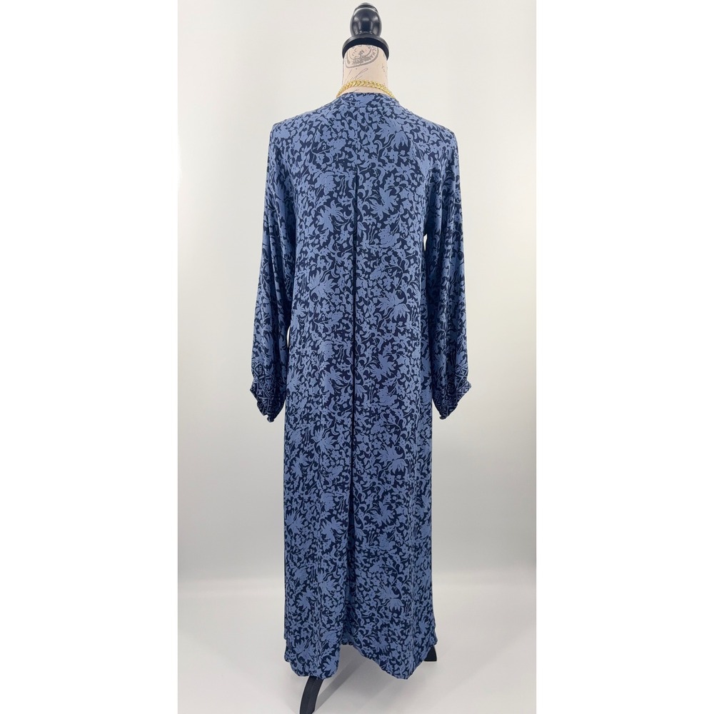 B56 Natalie Martin Fiore Maxi Dress XS Orchid Blue Floral Silk Lagenlook Boho - Picture 4 of 11